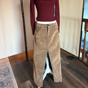 BDG Tan Maxi Skirt with Front Slit